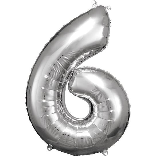 Balon foliowy cyfra 6 srebrny 88 cm Amscan