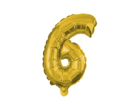 Balon foliowy cyfra 6 złota - 35 cm Procos
