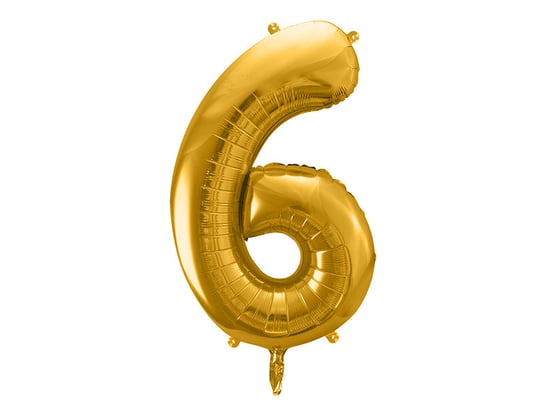 Balon foliowy, cyfra 6, złoty, 86 cm PartyDeco