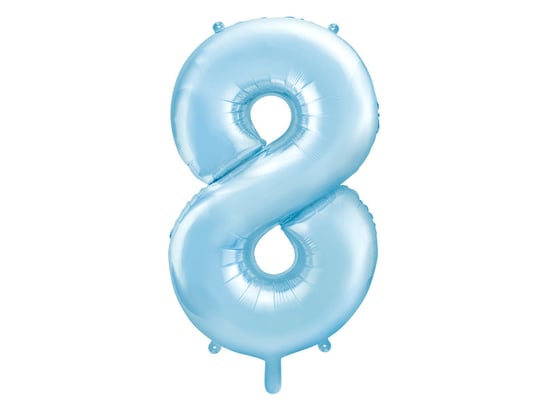 Balon foliowy, Cyfra 8, 86 cm, jasny niebieski PartyDeco