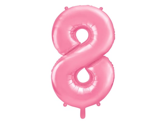 Balon foliowy, Cyfra 8, 86 cm, różowy PartyDeco