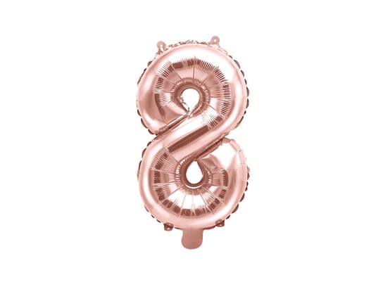 Balon foliowy, cyfra 8, różowy, 35 cm PartyDeco
