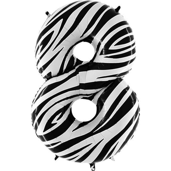 Balon Foliowy Cyfra 8, Zebra biało-czarna 102cm Grabo GRABO