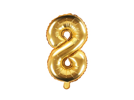 Balon foliowy, cyfra 8, złoty, 35 cm PartyDeco