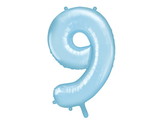 Balon foliowy, Cyfra 9, 86 cm, jasny niebieski PartyDeco