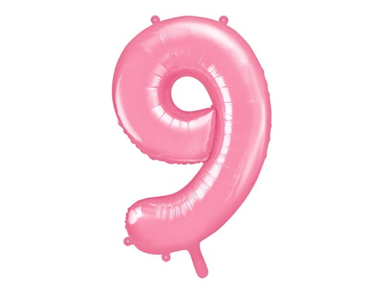 Balon foliowy, Cyfra 9, 86 cm, różowy PartyDeco