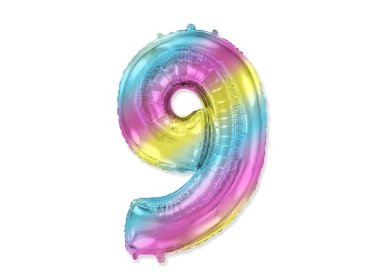 Balon foliowy cyfra 9 pastelowe ombre - 85 cm - 1 szt. Flexmetal Balloons