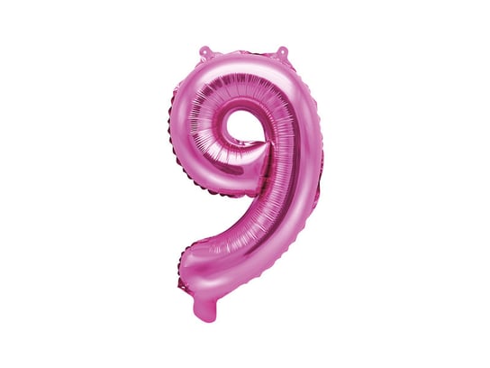 Balon foliowy, cyfra 9, różowy, 35 cm PartyDeco