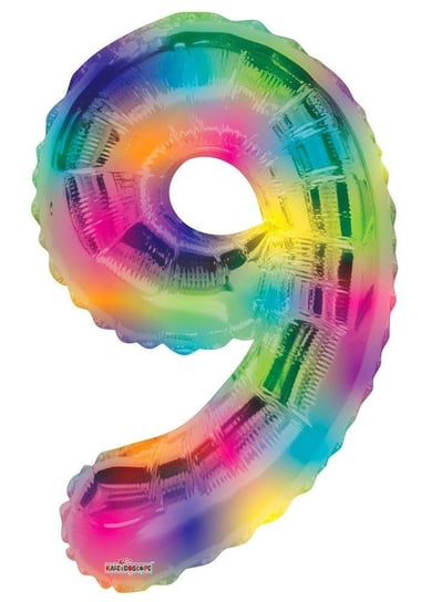 Balon Foliowy Cyfra 9 Tęczowa Rainbow, 86 cm Amscan