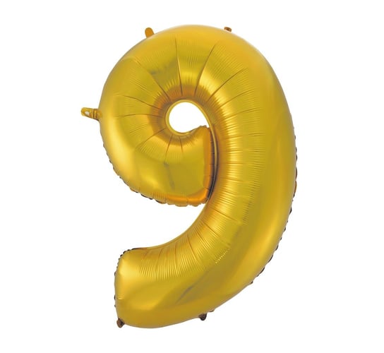 Balon foliowy, cyfra 9, złota, matowa, 92 cm GoDan