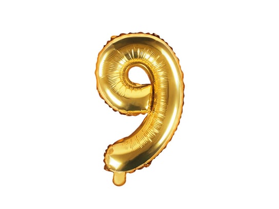 Balon foliowy, cyfra 9, złoty, 35 cm PartyDeco