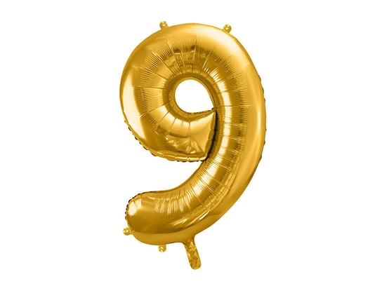 Balon foliowy, cyfra 9, złoty, 86 cm PartyDeco