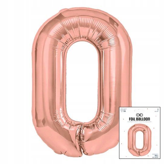 BALON FOLIOWY CYFRĄ CYFERKA 0 ROSE GOLD NA IMPREZE URODZINOWĄ 40cm Dodo