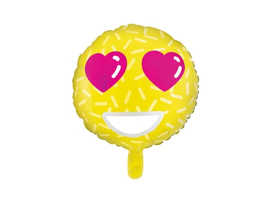 Balon foliowy, Emotikon Love, 45 cm, żółty PartyDeco