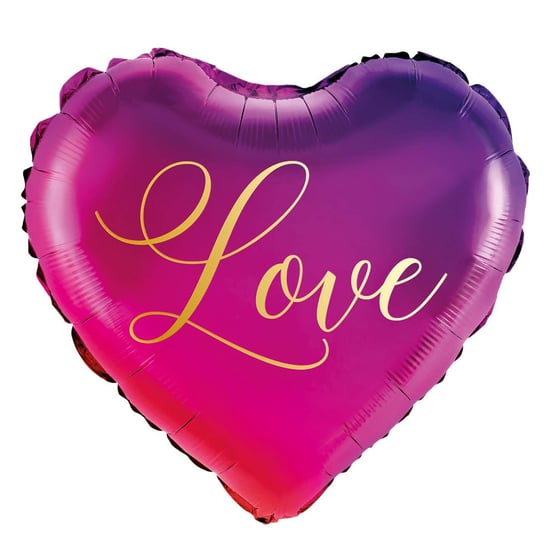 Balon foliowy fioletowo-różowy Serce "Love", 46cm PartyPal