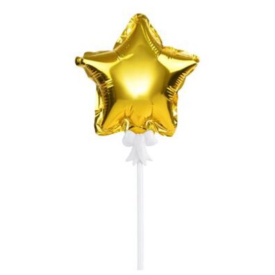 Balon foliowy, gwiazdka na patyczku, złota, 12,5 cm Arpex