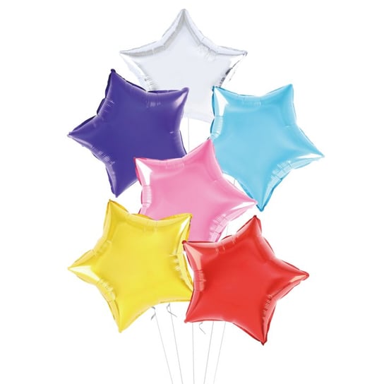 Balon foliowy gwiazdy mix kolorów 46cm, 6 szt. PartyPal