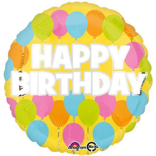 Balon foliowy, Happy Birthday, 17" Amscan
