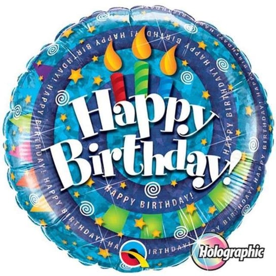Balon foliowy, Happy Birthday, 18", świeczki Qualatex
