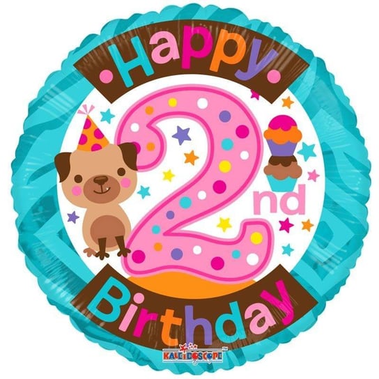 Balon Foliowy Happy Birthday 2 urodziny, piesek 46 cm Inny producent