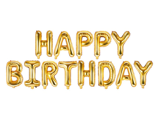Balon foliowy, Happy Birthday, 340 cm, złoty PartyDeco