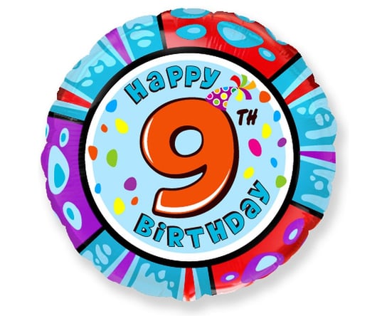 Balon foliowy, Happy Birthday 9th, 18" Flexmetal