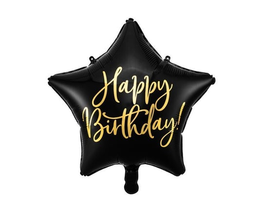 Balon foliowy happy birthday, czarny, 40 cm PartyDeco