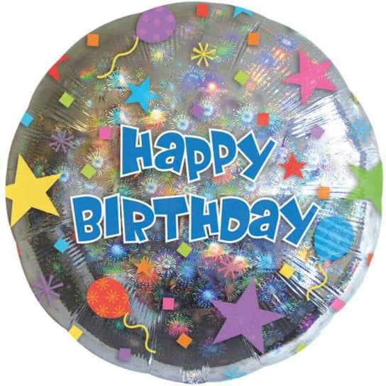 Balon foliowy, Happy Birthday i gwiazdy, 18" Amscan