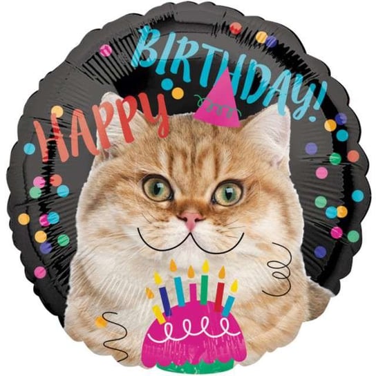 Balon foliowy, Happy Birthday, Kot, 17" Amscan