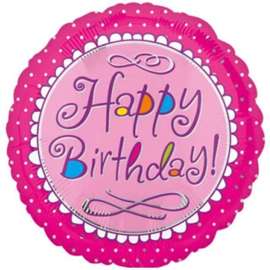 Balon foliowy, Happy Birthday Pink, 17" Amscan