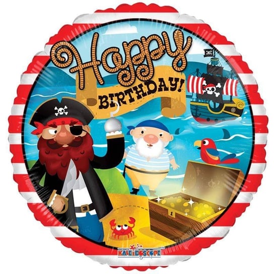 Balon foliowy Happy Birthday Piraci, 46 cm Grabo Balloons
