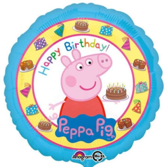 Balon foliowy, Happy Birthday Świnka Peppa, 18" Amscan