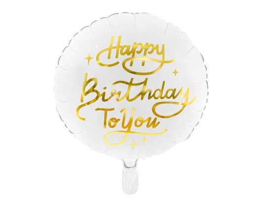 Balon foliowy Happy Birthday To You, biały, 35 cm PartyDeco