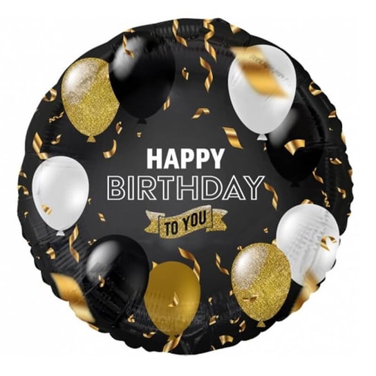 Balon Foliowy Happy Birthday To You, Czarno Złoty GoDan