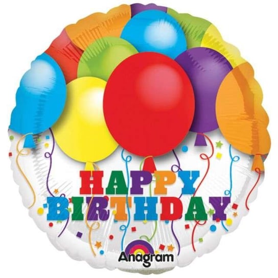 Balon foliowy, Happy Birthday z balonami, 9" Amscan