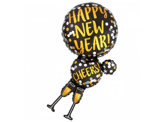 Balon foliowy Happy New Year Szampan - 1 szt. Amscan