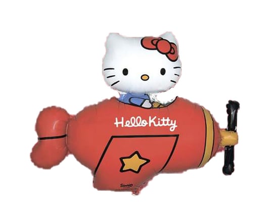 Balon foliowy, Hello Kitty w samolocie, czerwony, 24" Flexmetal