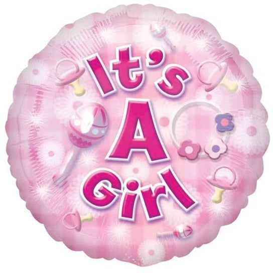 Balon foliowy, Its a Girl, 18", różowy Amscan