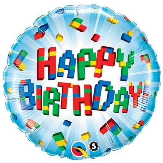 Balon foliowy, Klocki Happy Birthday, 18" Qualatex