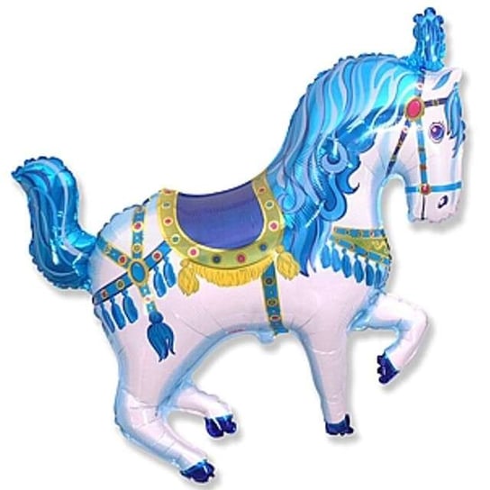 Balon foliowy, koń cyrkowy, 15", niebieski Flexmetal