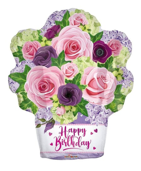Balon Foliowy, Koszyk Kwiatów, Happy Birthday, 46cm Inna marka