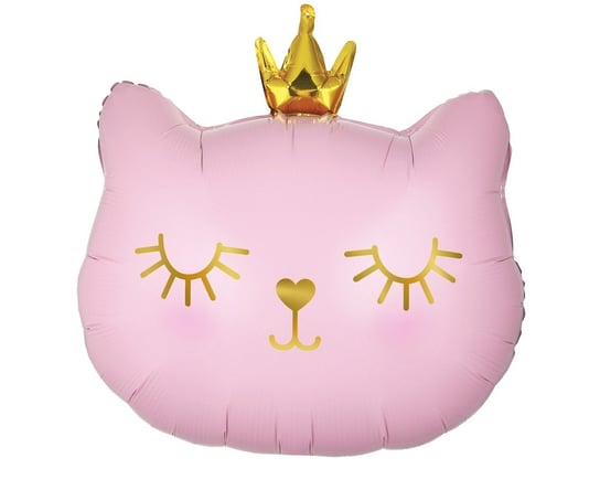 Balon foliowy Kotek różowy kot złota korona na hel powietrze ozdoba ABC