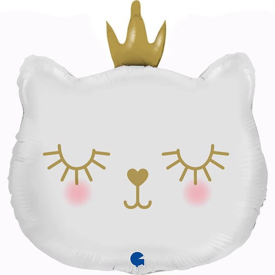 Balon Foliowy Kotek Z Korona Biały, 66 Cm GRABO