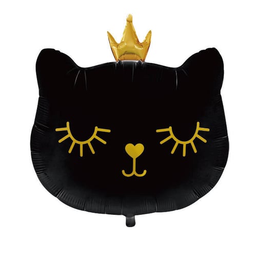 Balon foliowy Kotek z korona czarny, 76x64cm Inny producent