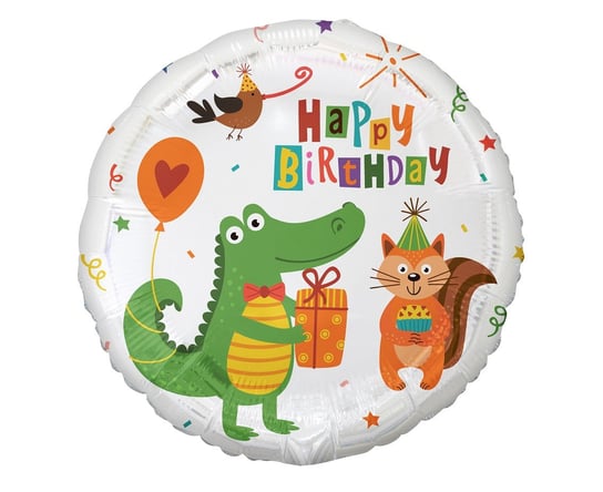 Balon Foliowy Krokodylek Z Prezentem (Happy Birthday), 18 Cali GoDan