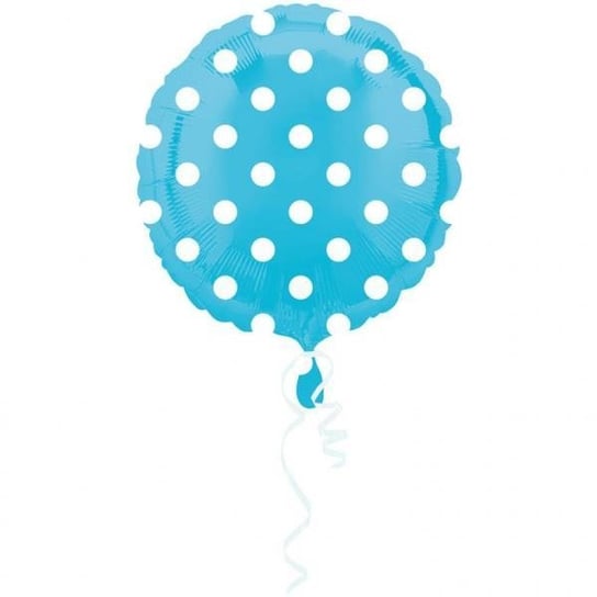 Balon foliowy, kropki, błękitny, 43 cm, 1 sztuka AMSCAN