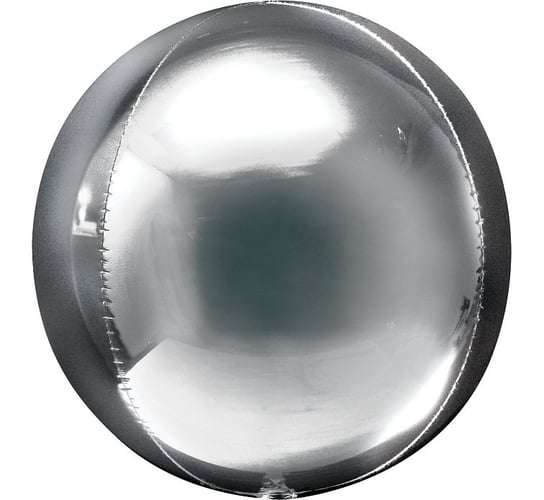 Balon foliowy, Kula, 16",  srebrna, orb Amscan