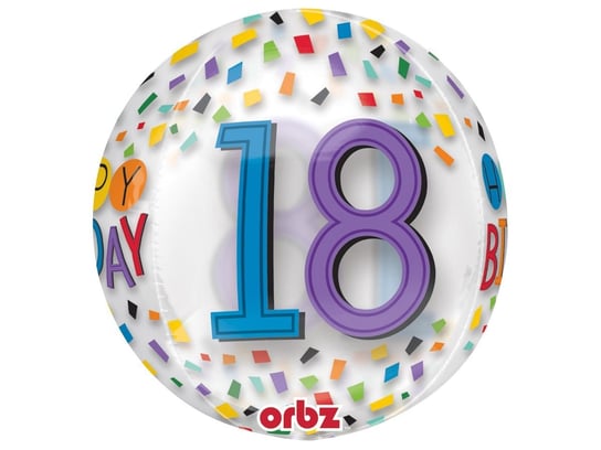 Balon foliowy kula na 18 urodziny - 40 cm - 1 szt. Amscan