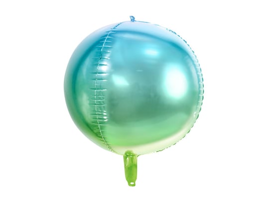 Balon foliowy, Kula ombre, niebiesko-zielony, 14" PartyDeco