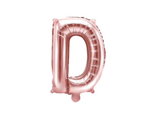 Balon foliowy, Litera D, 35 cm, różowe złoto PartyDeco